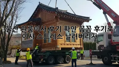 울산 원룸이사 후기 확인: 꼼꼼 후기로 이사 스트레스 날려버리자!